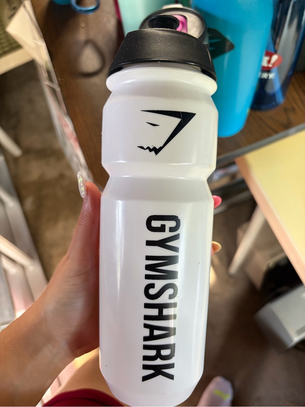 Gymshark White Bottle with Black Lid and Logo